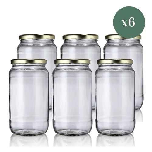 Little Pots 6 Bocaux économiques Hermétiques Stérilisables 1062ml + Couvercles Or 2 Little Pots 6 Bocaux économiques Hermétiques Stérilisables 1062ml + Couvercles Or