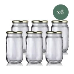 Little Pots 6 Bocaux économiques Hermétiques Stérilisables 850ml + Couvercles Or