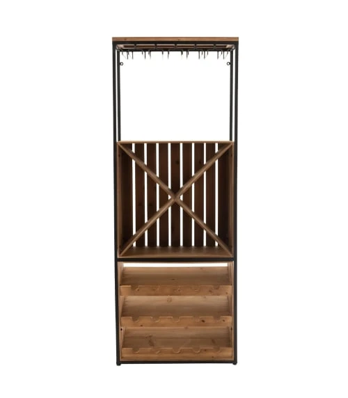 CALICOSY Armoire Bar Pour Les Verres Et Bouteilles En Bois Et Métal Noir 3 CALICOSY Armoire Bar Pour Les Verres Et Bouteilles En Bois Et Métal Noir