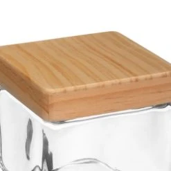 Five Simply Smart Bocal Cuisine Carré En Verre Avec Bouchon Bois - 0.85L -Maisons Du Monde Boutique bocal cuisine carre en verre avec bouchon bois 0 85l 2
