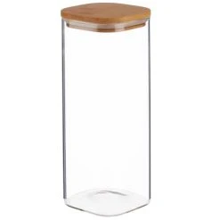 Wadiga Bocal Cuisine En Verre Avec Bouchon Hermétique Bambou 1800ml