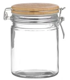 Wadiga Bocal Cuisine Hermétique En Verre Couvercle Clip Bambou 0,7L
