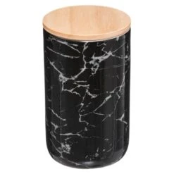 Five Simply Smart Bocal Cuisine Rond Céramique Effet Marbre Blanc Bouchon Bois - 0.82L