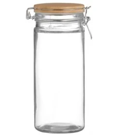 Wadiga Bocal De Cuisine Hermétique En Verre Couvercle En Bambou 1,3L
