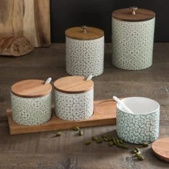 Maisons Du Monde Bocal En Faïence Blanche Motifs Verts -Maisons Du Monde Boutique bocal en faience blanche motifs verts 1000 7 21 172098 3