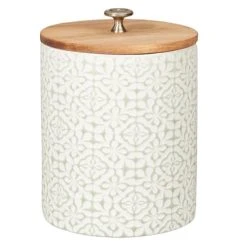 Maisons Du Monde Bocal En Faïence Blanche Motifs Verts