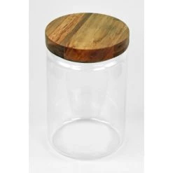 Yoko Design Bocal En Verre Borosilicate, Couvercle Bois Acacia 1150 Ml