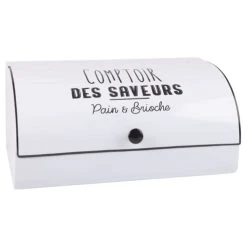 Maisons Du Monde Boîte à Pain En Métal Blanc Imprimé Noir