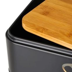 Wadiga Boîte à Pain En Métal Noir Et Bambou -Maisons Du Monde Boutique boite a pain en metal noir et bambou 2