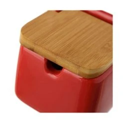 Unimasa Boite à Sel En Céramique Rouge Et Bambou 8 Unimasa Boite à Sel En Céramique Rouge Et Bambou -Maisons Du Monde Boutique boite a sel en ceramique rouge et bambou 2