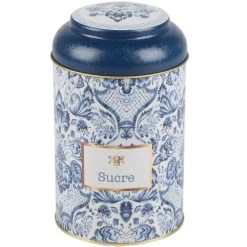 Wadiga Boîte à Sucre En Métal Bleu, Blanc Et Doré