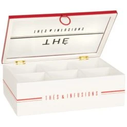 Alternative view of Maisons Du Monde Boîte à Thé écrue Et Rouge Avec Inscriptions Noires