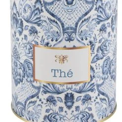Wadiga Boîte à Thé En Métal Bleu, Blanc Et Doré -Maisons Du Monde Boutique boite a the en metal bleu blanc et dore 2