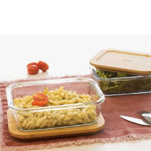 PEBBLY Boîte Alimentaire Rectangulaire En Verre Et Bambou 640ml Transparent 4 PEBBLY Boîte Alimentaire Rectangulaire En Verre Et Bambou 640ml Transparent – Image 2