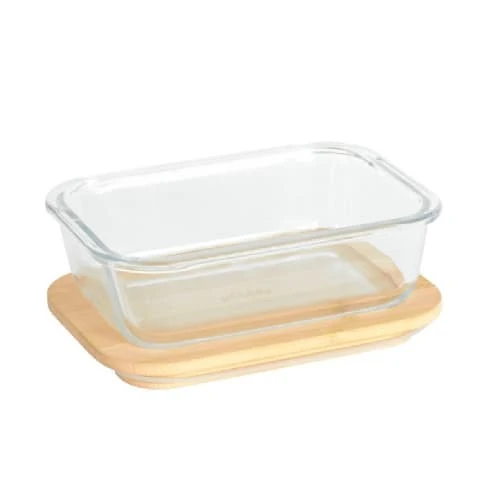 PEBBLY Boîte Alimentaire Rectangulaire En Verre Et Bambou 640ml Transparent 5 PEBBLY Boîte Alimentaire Rectangulaire En Verre Et Bambou 640ml Transparent – Image 3