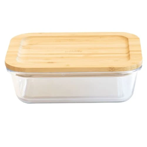 PEBBLY Boîte Alimentaire Rectangulaire En Verre Et Bambou 640ml Transparent 3 PEBBLY Boîte Alimentaire Rectangulaire En Verre Et Bambou 640ml Transparent