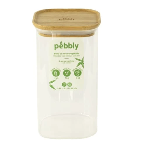 PEBBLY Boîte Alimentaire Verre Et Bambou 1.4L Transparent 3 PEBBLY Boîte Alimentaire Verre Et Bambou 1.4L Transparent