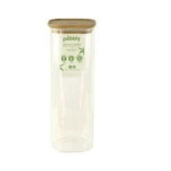 PEBBLY Boîte Alimentaire Verre Et Bambou 2,2L Transparent