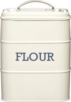 Living Nostalgia Boîte De Farine De Conservation En Métal Crème