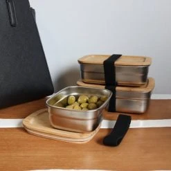 Menastyl Boîte Hermétique Avec Couvercle En Inox Et Bambou 800 Ml -Maisons Du Monde Boutique boite hermetique avec couvercle en inox et bambou 800 ml 2