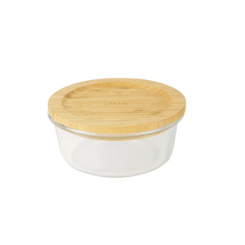PEBBLY Boîte Ronde En Verre Avec Couvercle En Bambou 14,5x6cm 3 PEBBLY Boîte Ronde En Verre Avec Couvercle En Bambou 14,5x6cm