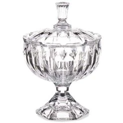 Wadiga Bonbonnière En Verre Taillé Sur Pied