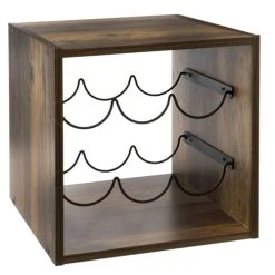 Five Simply Smart Caisson Porte Bouteilles Bois Et Métal Noir - 31x31x31cm