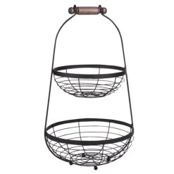 Maisons Du Monde Double Corbeille En Métal Noir Et Eucalyptus
