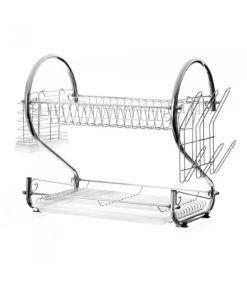 Wadiga Égouttoir à Vaisselle 2 étages Blanc