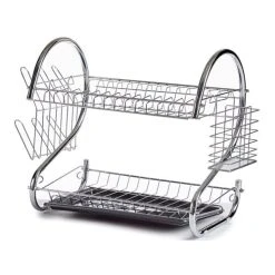 Wadiga Égouttoir à Vaisselle 2 étages Plateau Gris
