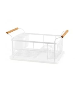 Wadiga Égouttoir à Vaisselle En Métal Blanc Et Poignées