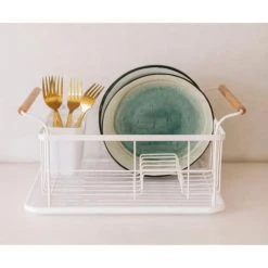Wadiga Égouttoir à Vaisselle En Métal Blanc Et Poignées -Maisons Du Monde Boutique egouttoir a vaisselle en metal blanc et poignees 3
