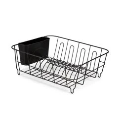 Wadiga Égouttoir à Vaisselle En Métal Et Plastique Noir 37,5x33,5x13,8cm