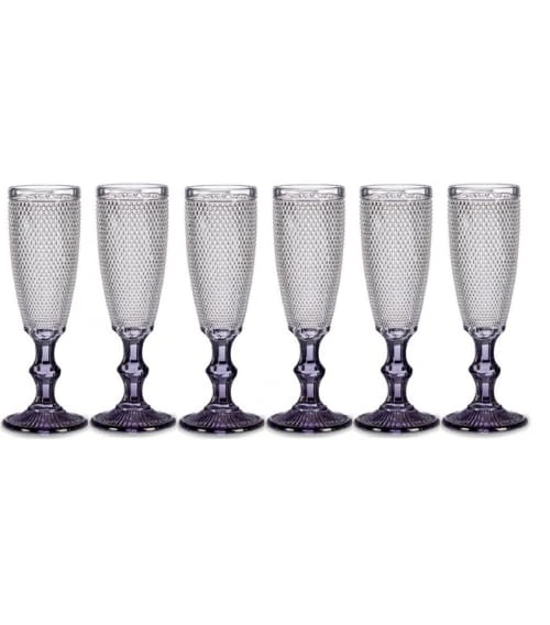 Wadiga Flûtes à Champagne Pieds Anthracite 18cl - Lot De 6 3 Wadiga Flûtes à Champagne Pieds Anthracite 18cl - Lot De 6