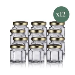 Little Pots Lot 12 Petits Pots à Confiture 45ml Avec Couvercles Or - Mirette