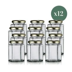 Little Pots Lot 12 Pots à Confiture 195ml Avec Couvercles Or - Mirette