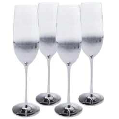 Kare Design Lot De 4 - Flûte à Champagne En Verre Argenté
