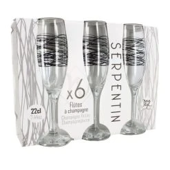 Alternative view of Novastyl Lot De 6 Flutes 22cl Avec Décor Serpentin Noir