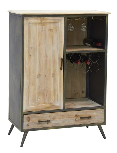 Aubry Gaspard Meuble Bar En Bois Et Métal étagères Et Tiroirs 5 Aubry Gaspard Meuble Bar En Bois Et Métal étagères Et Tiroirs – Image 3