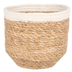 Maisons Du Monde Panier En Fibre Végétale Beige Et Rouge - Lot De 2