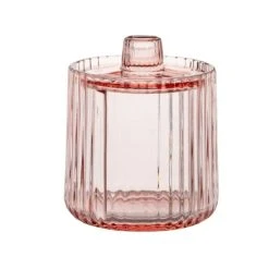 Maisons Du Monde Pot à Cotons En Verre Rose - Lot De 2