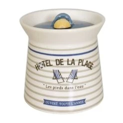 Faye Pot à Gros Sel En Faïence Avec Cuillère