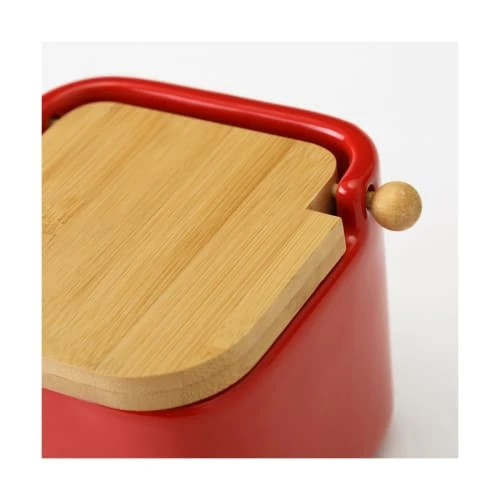 Wadiga Pot à Sel En Céramique Rouge Et Couvercle Bambou - 12x12x11cm 4 Wadiga Pot à Sel En Céramique Rouge Et Couvercle Bambou - 12x12x11cm – Image 2
