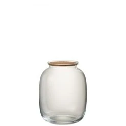 LANADECO Pot Décoratif Verre/liège Transparent H31cm
