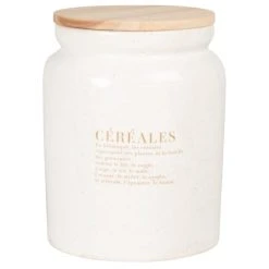 Maisons Du Monde Pot En Grès Ivoire Et Couvercle En Hévéa H19