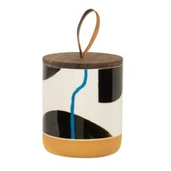 Maisons Du Monde Pot En Grès Motifs Multicolores Couvercle En Bois D'acacia D10
