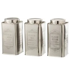 LANADECO Pots à Provision Acier Inoxydable Argent - Lot De 3