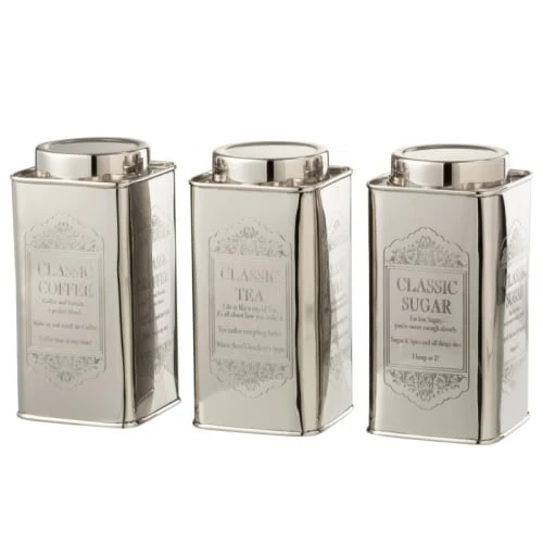 LANADECO Pots à Provision Acier Inoxydable Argent - Lot De 3 3 LANADECO Pots à Provision Acier Inoxydable Argent - Lot De 3
