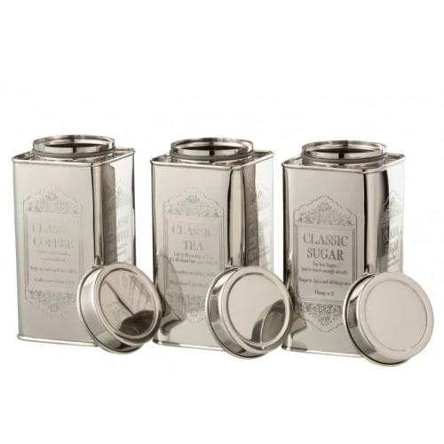 LANADECO Pots à Provision Acier Inoxydable Argent - Lot De 3 4 LANADECO Pots à Provision Acier Inoxydable Argent - Lot De 3 – Image 2