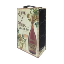 Mobili Rebecca Range Bouteilles à Poser 3 Bouteilles En Mdf Canvas Coloré -Maisons Du Monde Boutique range bouteilles a poser 3 bouteilles en mdf canvas colore 2